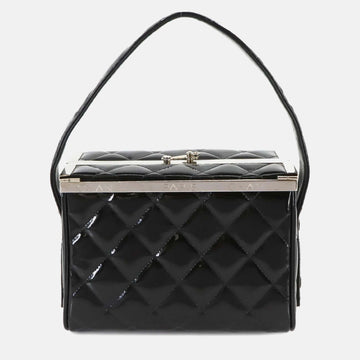 Black Matelasse Coco Mark Enamel Vanity Bag