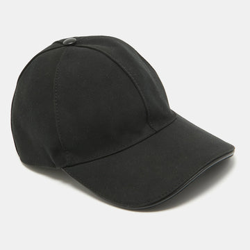 Cotton Black GG Embroidered Canvas Baseball Cap L