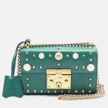 Small Pearl Studded Padlock Crossbody