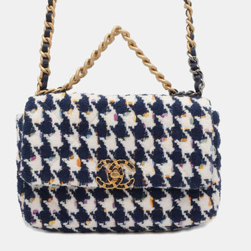 Blue Tweed Medium 19 Houndstooth Flap Bag