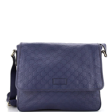 GUCCI Flap Messenger Bag Guccissima Leather Large