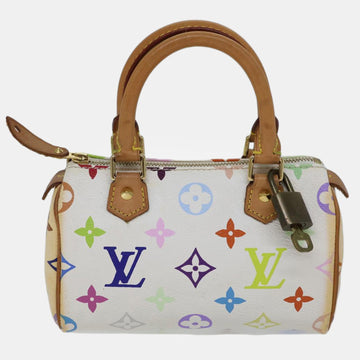 x Takashi Murakami White Multicolour Coated Canvas Monogram Speedy Satchel Bag
