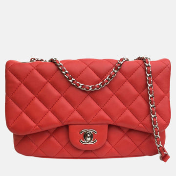 Red Leather  Flap Bag Shoulder Bag