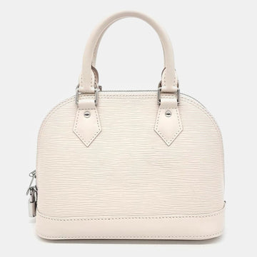 White Epi Leather Alma BB Satchel Bag