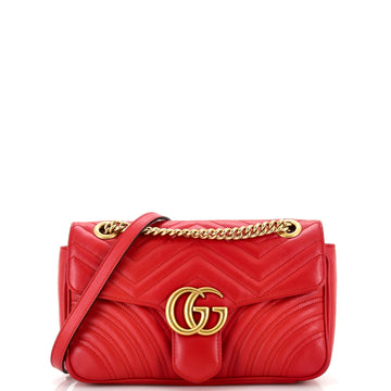 GUCCI GG Marmont Flap Bag Matelasse Leather Small