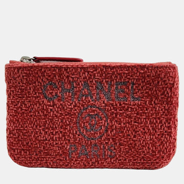 Red Lurex Boucle Mini Deauville Pouch