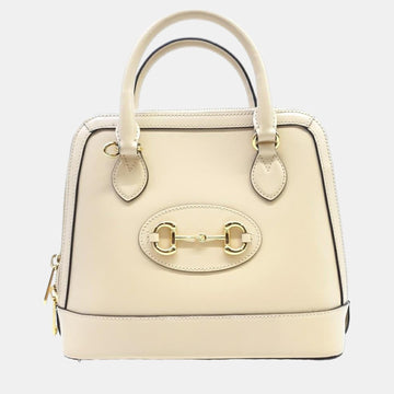 White Leather 1955 Horsebit Small Top Handle Bag