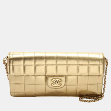 Gold Leather Chocolate Bar Shoulder Bag