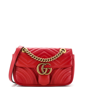 GUCCI GG Marmont Flap Bag Matelasse Leather Mini