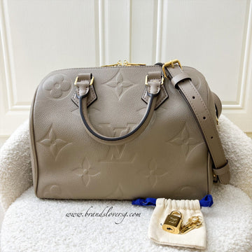 LV Speedy 25 Bandouliere in Tourterelle Giant Monogram Empreinte Leather GHW