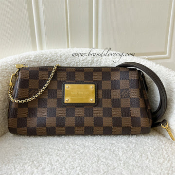 LV Eva Clutch with Chain and Strap in Damier Ebene Canvas GHW