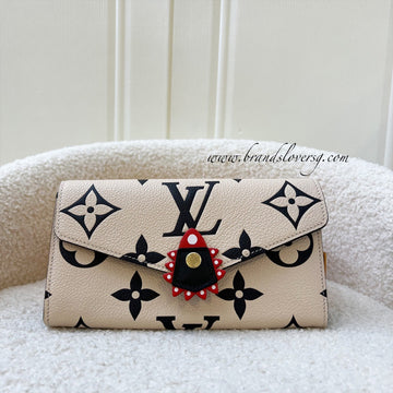 LV Crafty Sarah Long Wallet in Creme / Noir Empreinte Leather and GHW