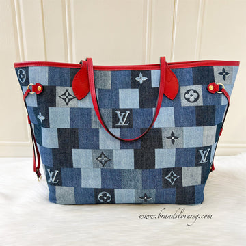 LV Neverfull MM in Denim Patchwork without Attached Pouch