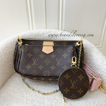 LV Multi Pochette Accessoires MPA in Monogram Canvas, Pink Strap and GHW