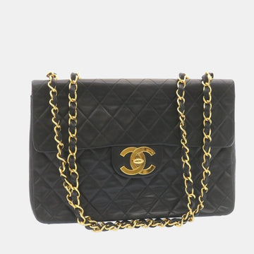 Black Leather Vintage Flap Bag