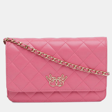 Quilted Lambskin Emoticon Wallet On Chain