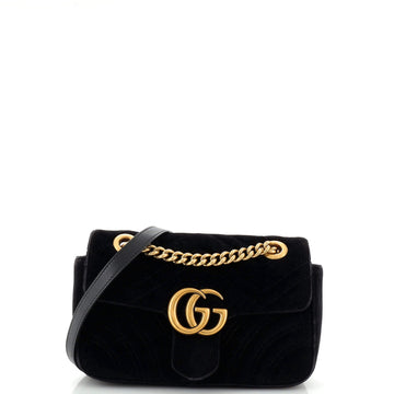GUCCI GG Marmont Flap Bag Matelasse Velvet Mini