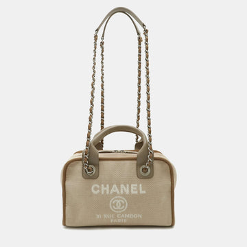 Beige Canvas Small Deauville Tote Bag
