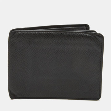 Black Taiga Leather Bifold Wallet