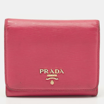Pink Move Leather Logo Trifold Wallet