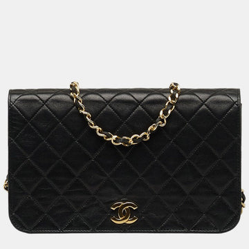 Black Lambskin Leather  Flap Bag Shoulder Bag