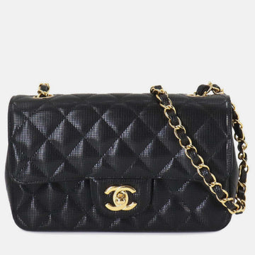 Black Leather Matelasse 20 Mini Chain Shoulder Bag