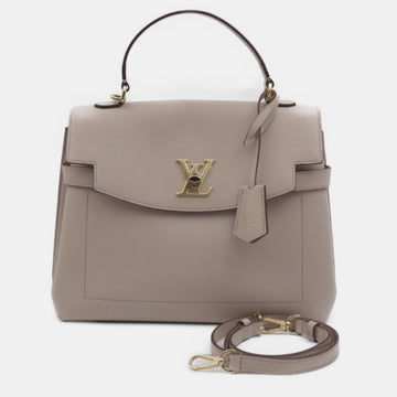 Gray Leather Lockme Ever MM Top Handle Bag