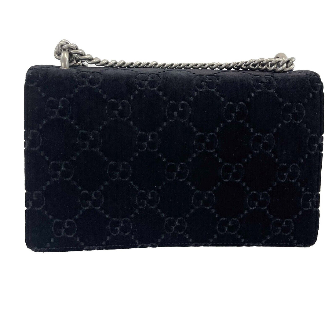 GUCCI - NEW Black / Silver Velvet Embossed VS Dionysus Small Shoulder Bag