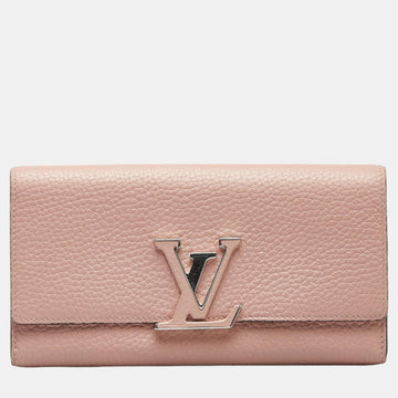 Pink Leather Taurillon Capucines Wallet  Long Wallet