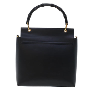 GUCCI Bamboo Shoulder Bag Leather Black  ep1264