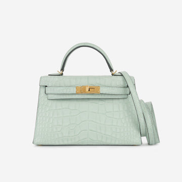 Mini Kelly  - Vert D'Eau Matte Alligator