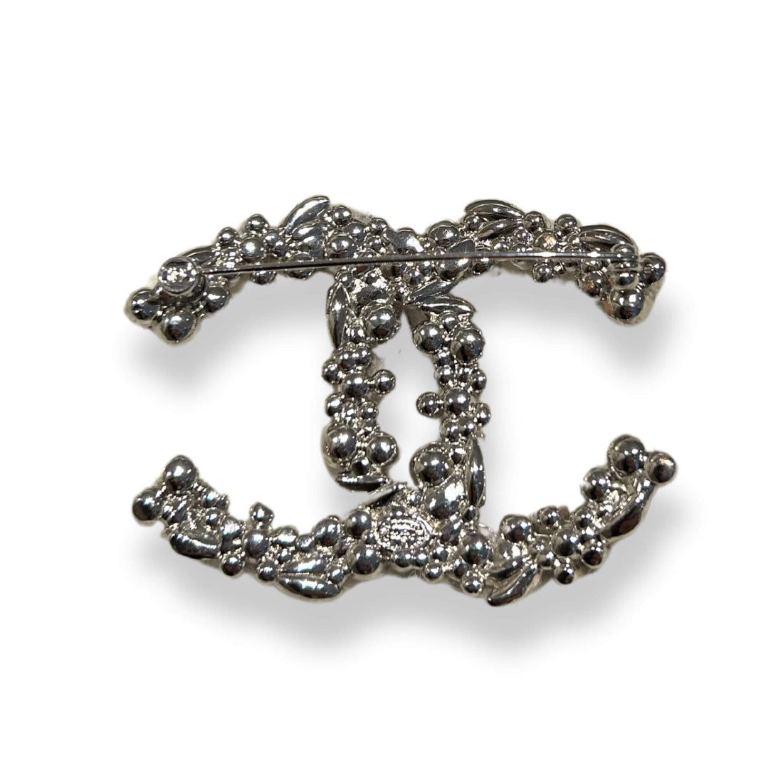 CHANEL SILVER CC BROOCH