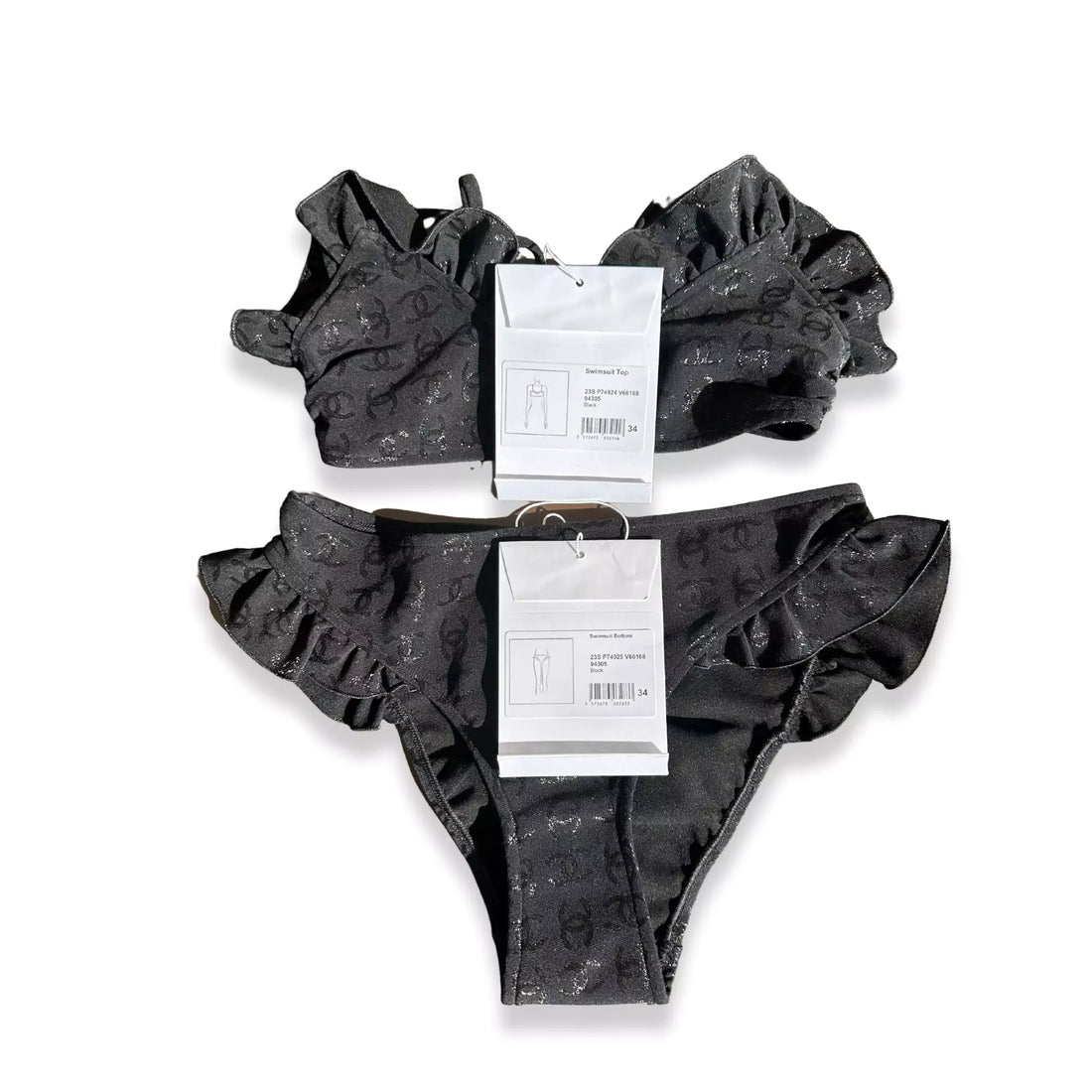 CHANEL BLACK SWIMSUIT TOP & BOTTOM