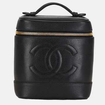 Black Leather CC Caviar Vanity Case