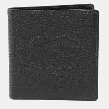 Black Caviar Leather Bifold Wallet