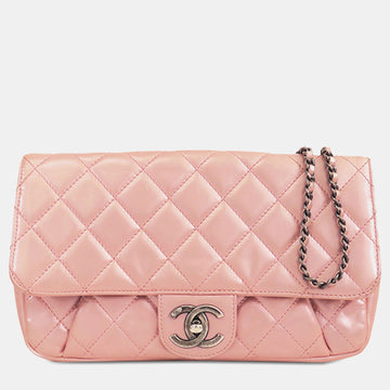 Pink Quilted Calfskin Medium Coco Pleats Chain Flap Bag