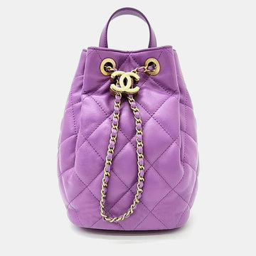 Purple Leather Drawstring Backpack