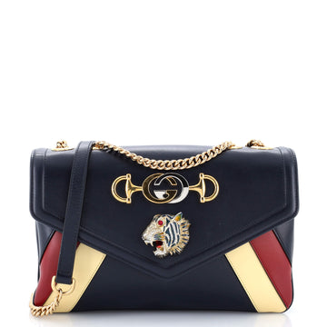 Rajah Chain Shoulder Bag Striped Leather Medium