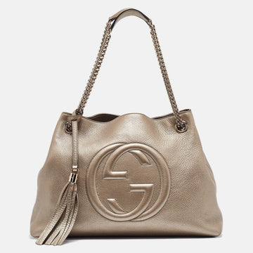 Gold Leather Medium Soho Shoulder Bag