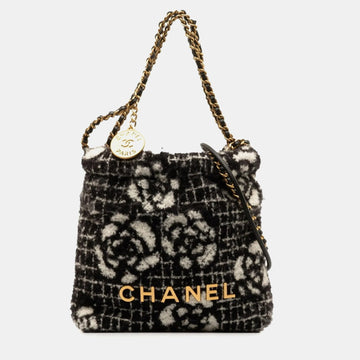 Black Cotton Camellia 22 Hobo Bag