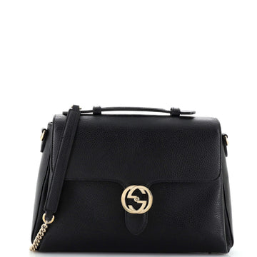 GUCCI Interlocking Top Handle Bag Leather Medium