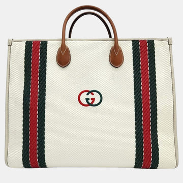 White Leather GG Shoulder Bag