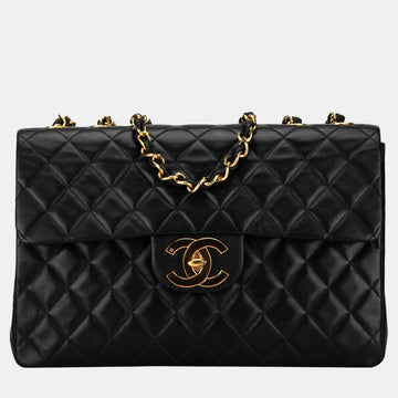 Black Maxi XL Classic Lambskin Single Flap