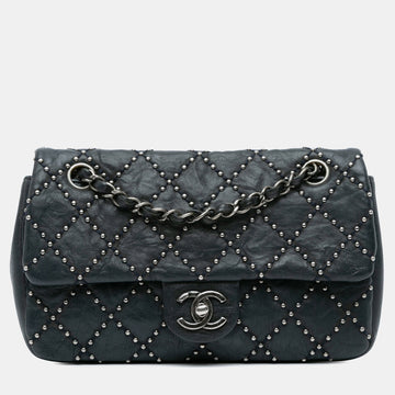 Washed Lambskin Studded Metal Beauty Flap
