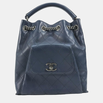 Blue Leather Urban Luxury Backpack
