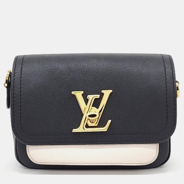 Black Leather Lock Me Tender Shoulder Bag