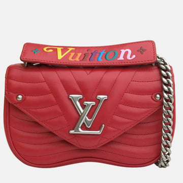 Red Leather New Wave Shoulder Bag