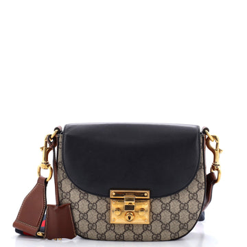 Padlock Saddle Shoulder Bag VS Coated Canvas and Leather Medium