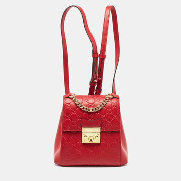 Red Guccissima Leather Padlock Backpack