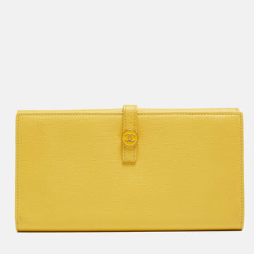 Yellow Leather CC Flap French Continental Wallet